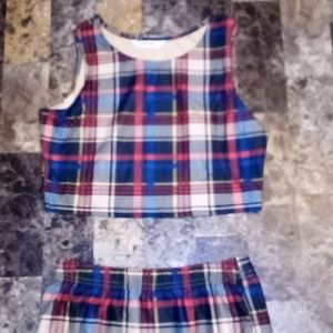Shein brand new two piece plaid cropped outfit